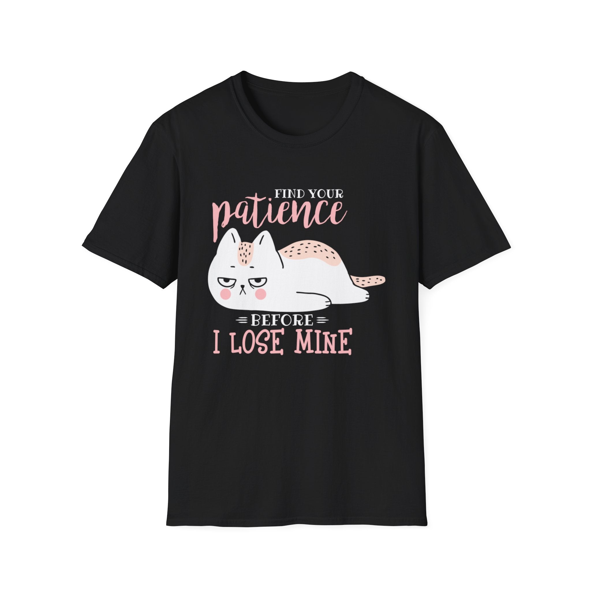 Funny Cat T-Shirt — “Find Your Patience Before I Lose Mine” Cute Grumpy Cat Tee