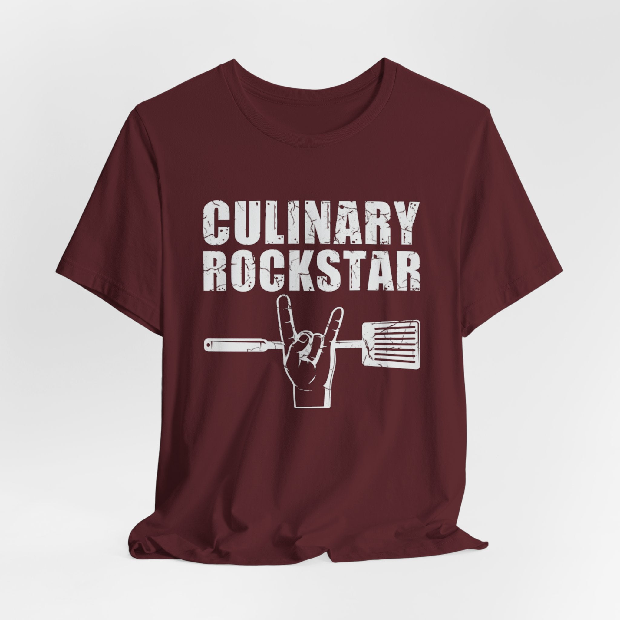 Culinary Rockstar T-Shirt – Funny Chef Shirt with Spatula Rock Hand Design